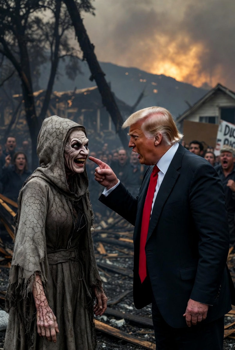Beggar Karen Bass: Crypt Keeper of the Palisades Confronted by Super Boss Donald Trump Folds Under Pressure While Squirming