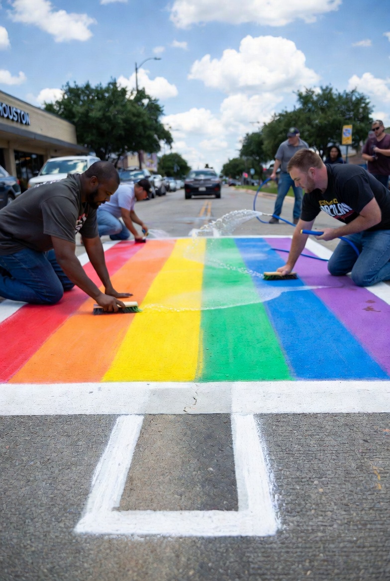 Texas Governor Greg Abbott Does the Right Thing: Houston's Very Own Big Gay Rainbow Crosswalk Finally Gets the Big Ole Boot