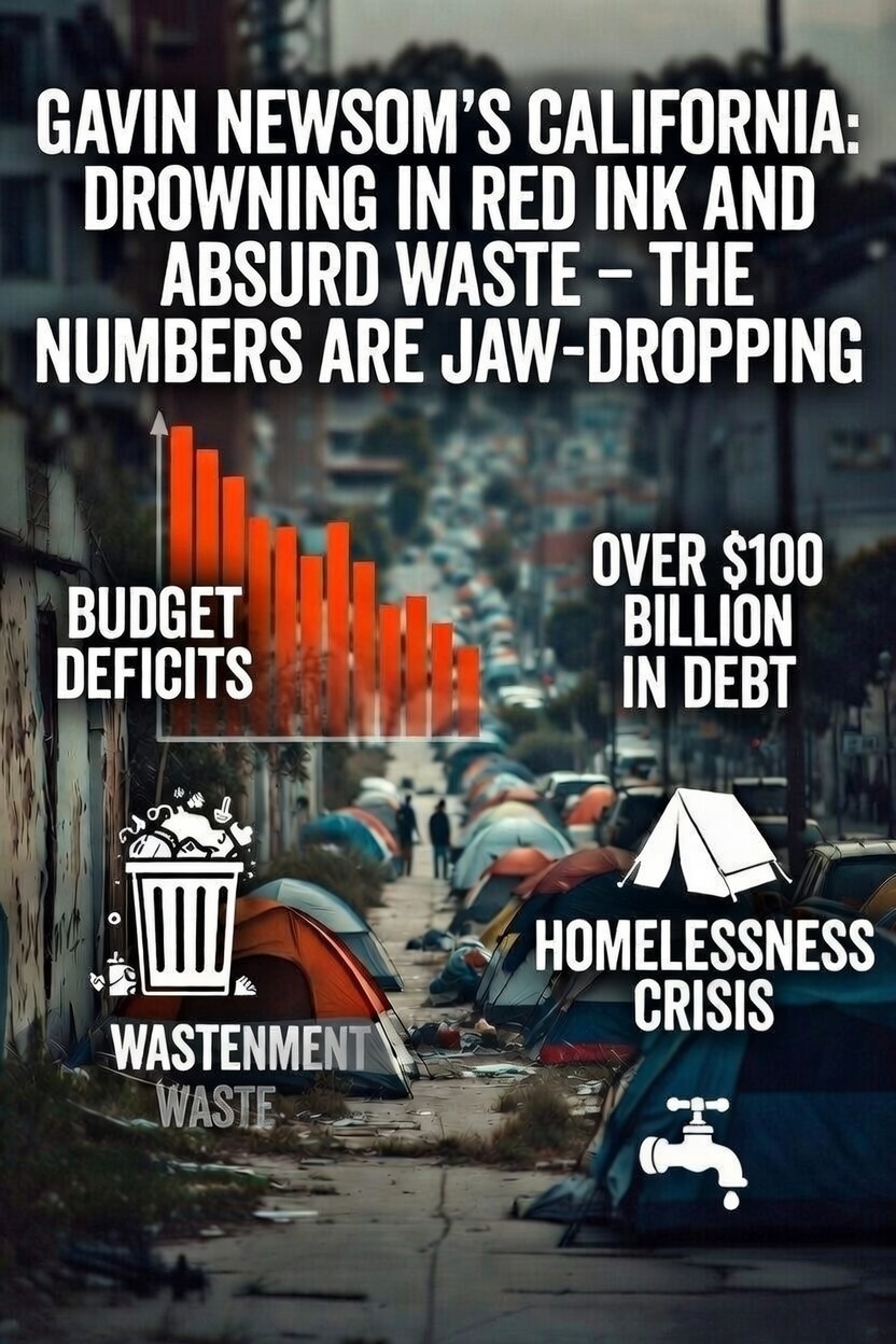 Governor Gavin Newsom's California: Drowning in Red Ink and Absurd Waste–The Numbers Are Jaw-Droppingly Asinine