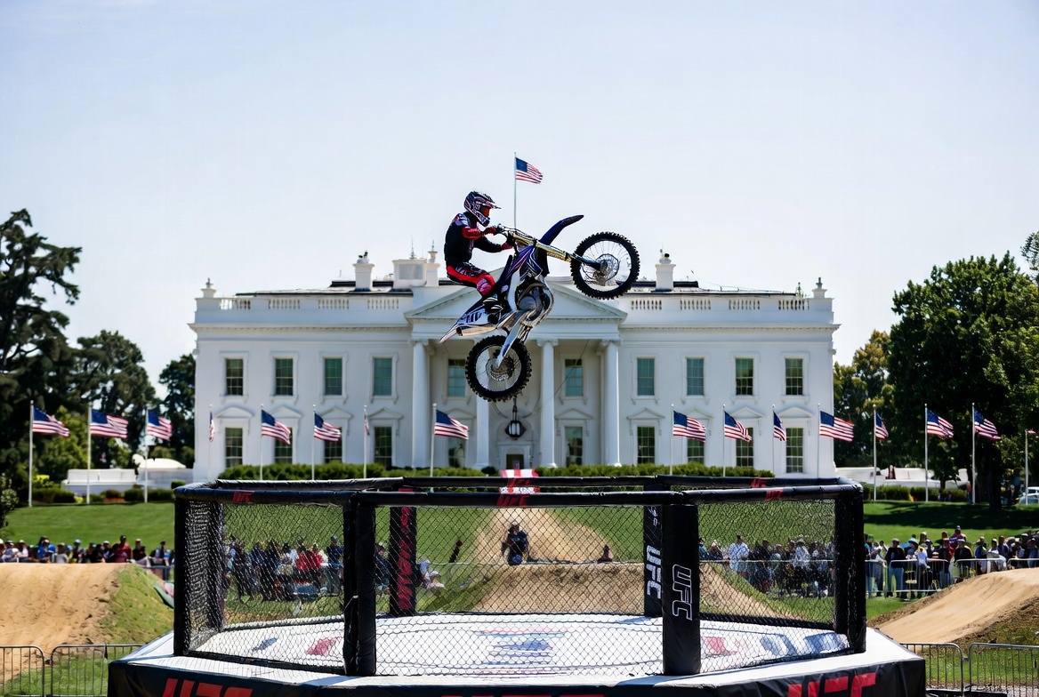 UFC Freedom 250: Travis Pastrana Dirt Bike Jumps Take Over White House South Lawn